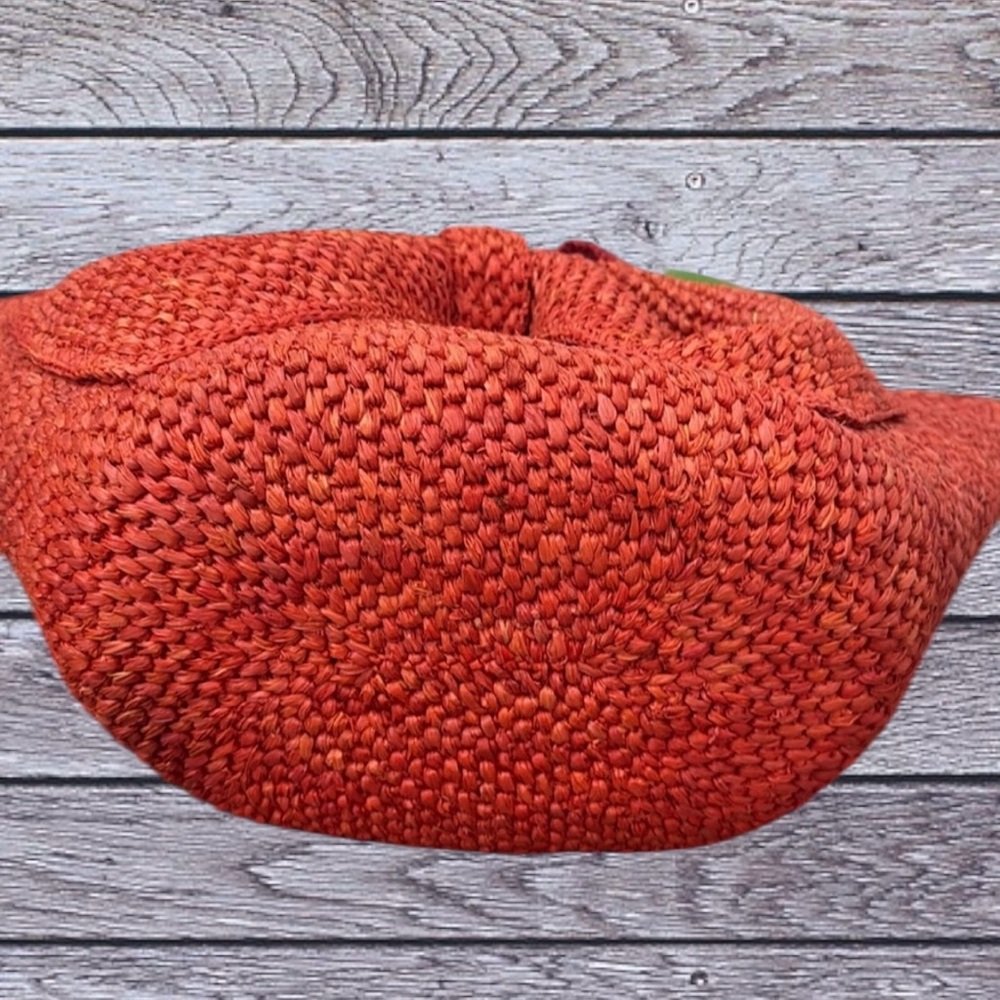 Kate Spade Woven Raffia Bow Tote Bag Orange Summer Straw Shoulder Bag ♠️ - Picture 8 of 10